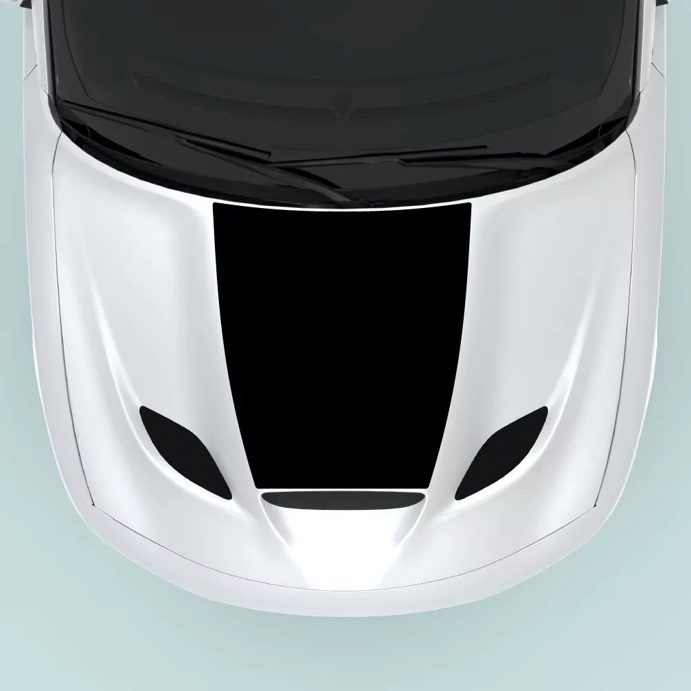 Dodge Charger hood decal 2015 2023 in black installed on hood center