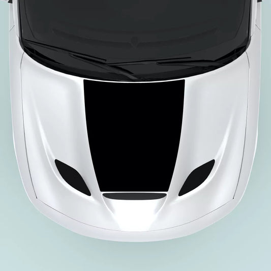 Dodge Charger hood decal 2015 2023 in black installed on hood center