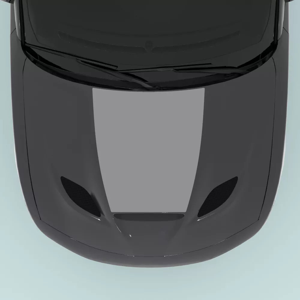 Dodge Charger hood decal 2015 2023 in grey installed on hood center