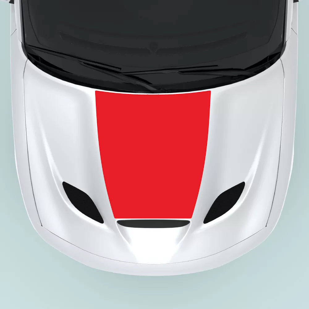 Dodge Charger hood decal 2015 2023 in red installed on hood center