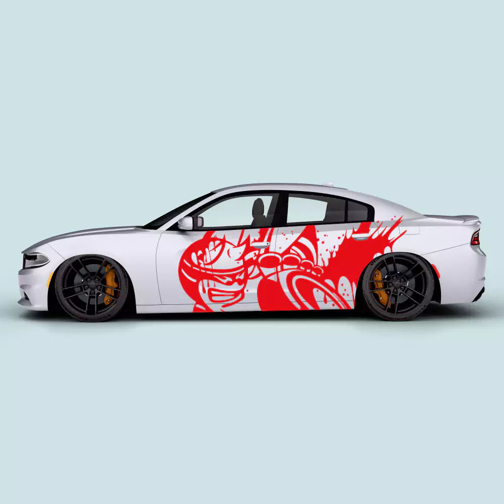 Dodge Charger 2011-2023 Scat Pack Bee splatter door decals in red on driver and passenger side doors