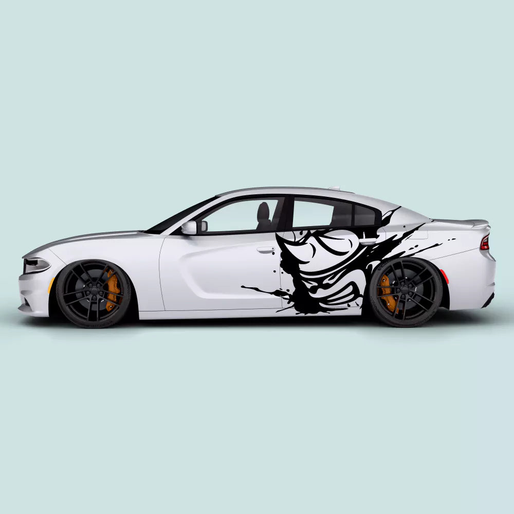 Dodge Charger Scat Pack splash side door decal black vinyl installed on driver and passenger doors