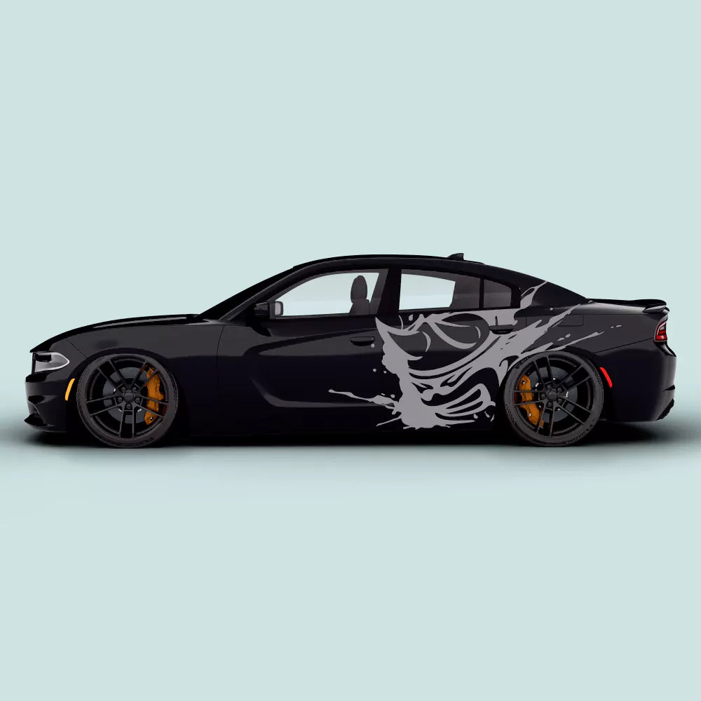 Dodge Charger Scat Pack splash side door decal gray vinyl installed on driver and passenger doors