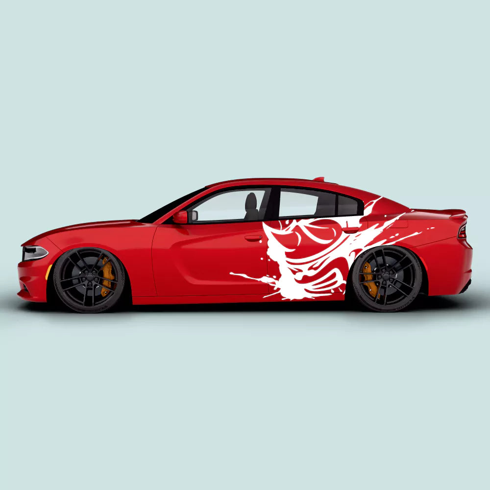 Dodge Charger Scat Pack splash side door decal white vinyl installed on driver and passenger doors