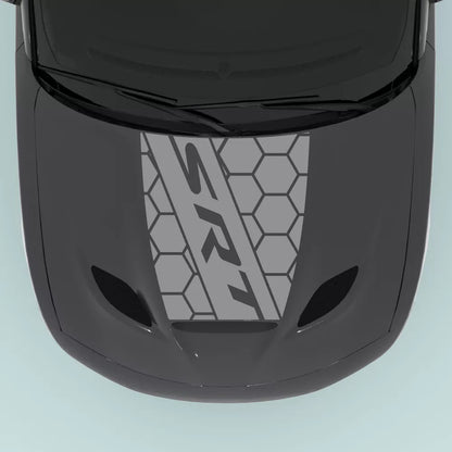 2015 2023 Dodge Charger SRT text honeycomb hood decal in grey for hood center placement