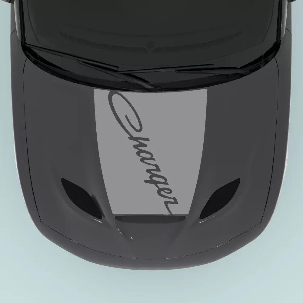 2015-2023 Dodge Charger text hood decal in grey for hood center placement