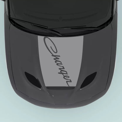 2015-2023 Dodge Charger text hood decal in grey for hood center placement