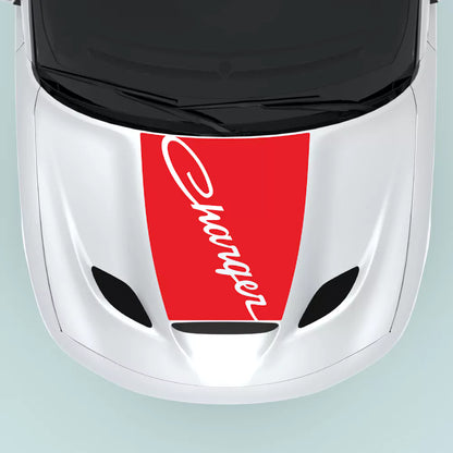 2015-2023 Dodge Charger text hood decal in red for hood center placement
