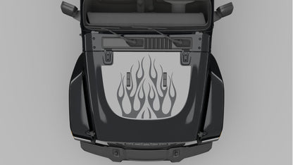 Gray Flame Hood Decal on Black Jeep Wrangler JL