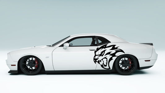 Flaming SRT Cat Head side Decals and Graphics for Dodge Challenger
