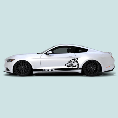 2015-2023 Ford Mustang with black Mustang Coyote Rocker Side Stripes rocker panel vinyl decals
