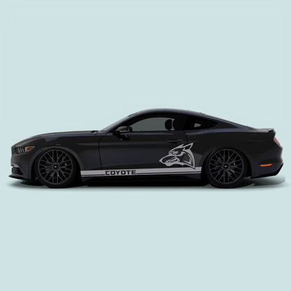 2015-2023 Ford Mustang with grey Mustang Coyote Rocker Side Stripes rocker panel vinyl decals