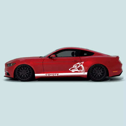 2015-2023 Ford Mustang with white Mustang Coyote Rocker Side Stripes rocker panel vinyl decals