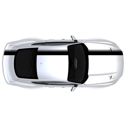 2015-2023 Ford Mustang full body side stripe decal kit in black with pinstripe detail for top body panels