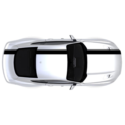 2015-2023 Ford Mustang full body side stripe decal kit in black with pinstripe detail for top body panels