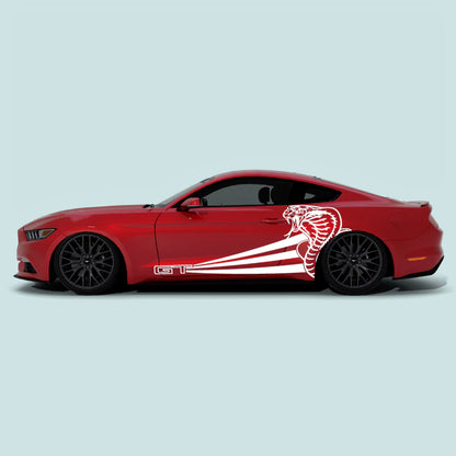 2015-2023 Ford Mustang GT Cobra inspired side decals in white for doors and rear quarter panels