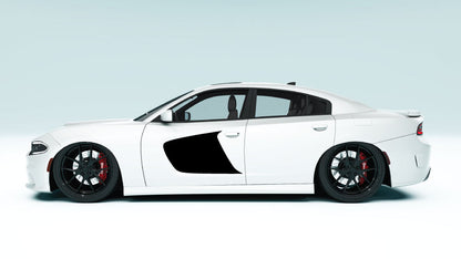 Scalp Blade Door Graphics - black decals on white car