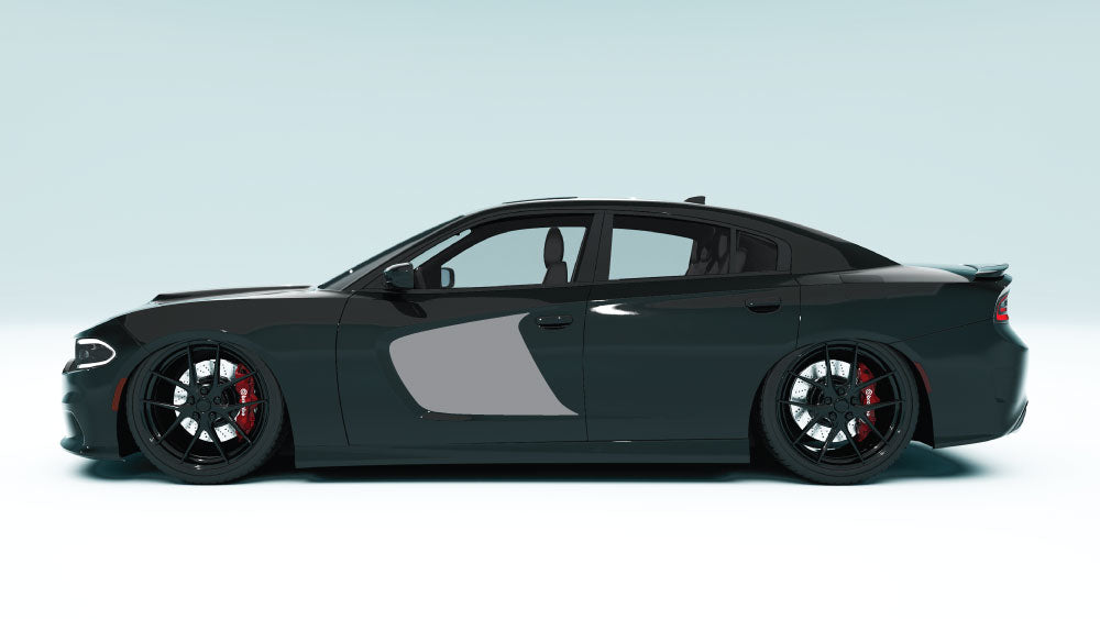 Scalp Blade Door Graphics - Gray decals on black car