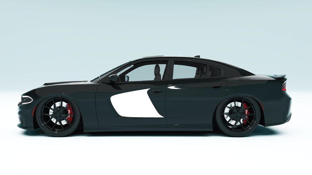 Scalp Blade Door Graphics - white decals on black car
