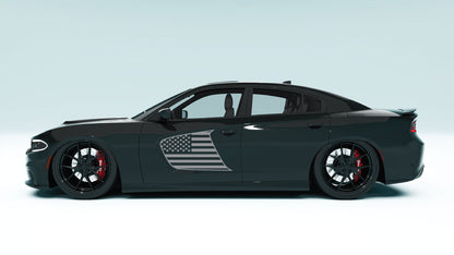 Front Door Scalp USA Flag Decals & Graphics for Dodge Charger - gray decals on black car