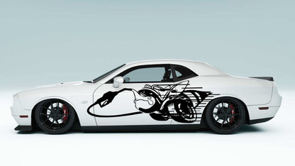 Fuel Thirsty Scat Pack Bee side decals in black for Dodge Challenge