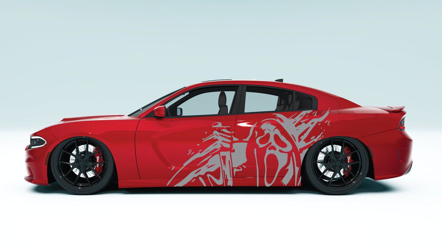 Ghost face XL Side Decals - Graphics for Dodge Charger.