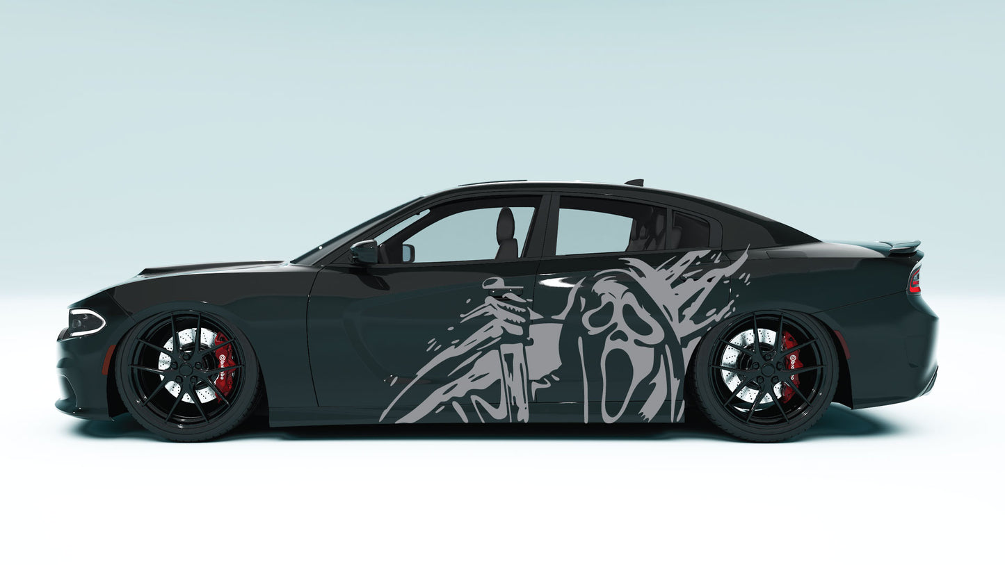 Ghost face XL Side Decals - Graphics for Dodge Charger.