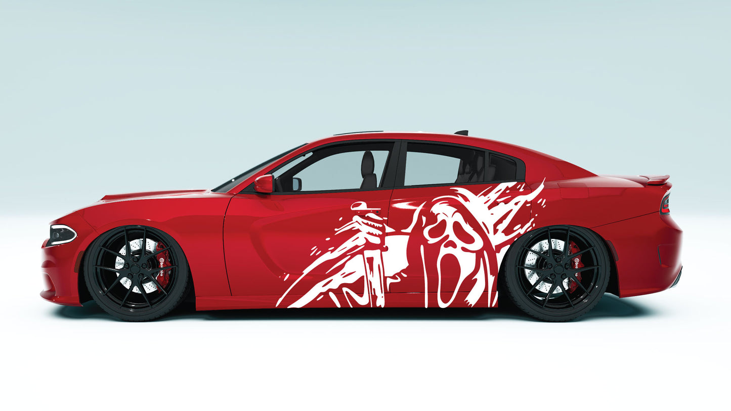 Ghost face XL Side Decals - Graphics for Dodge Charger.