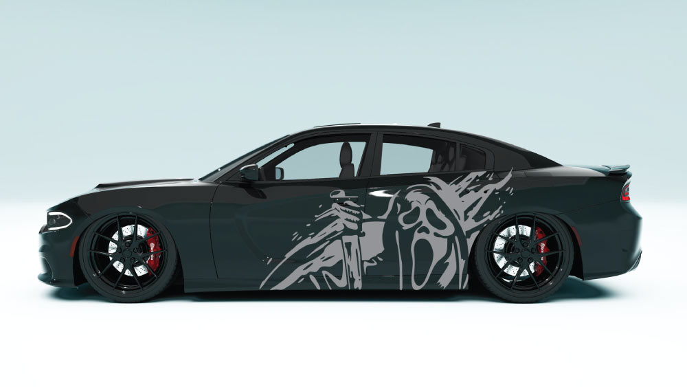 Ghost Face Splash XL Side Graphics – Dodge Charger Edition colour gray