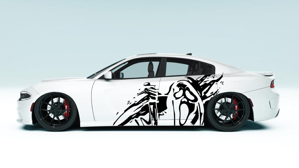 Ghost Face Splash XL Side Graphics – Dodge Charger Edition colour black