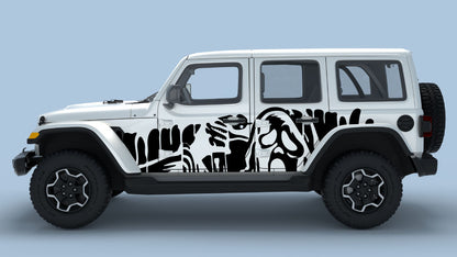 Black Ghost Drip Side Decals on White Jeep Wrangler JL