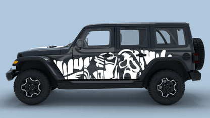 White Ghost Drip Side Decals on Black Jeep Wrangler JL