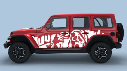 White Ghost Drip Side Decals on Red Jeep Wrangler JL