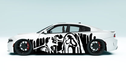 Spooky Melting Ghost Face XXL Side Decals - Graphics for Dodge Charger.