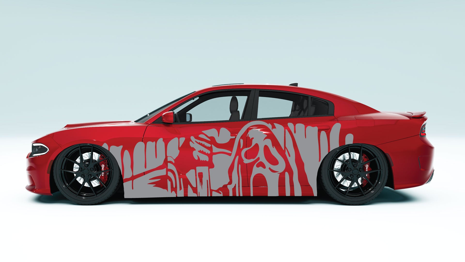 Spooky Melting Ghost Face XXL Side Decals - Graphics for Dodge Charger.