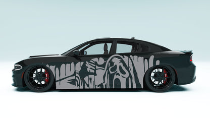 Spooky Melting Ghost Face XXL Side Decals - Graphics for Dodge Charger.