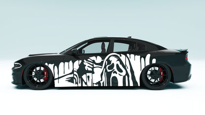 Spooky Melting Ghost Face XXL Side Decals - Graphics for Dodge Charger.