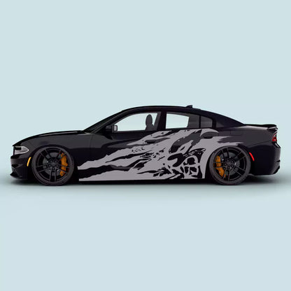 Gray Hellcat face claw side decals for Dodge Charger 2011-2023 driver and passenger door graphics