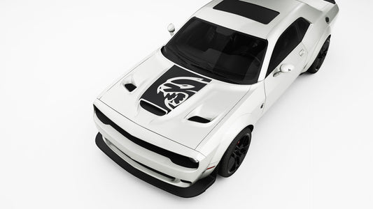 Hell-CAT hood Decals, Graphics For Dodge Challenger.