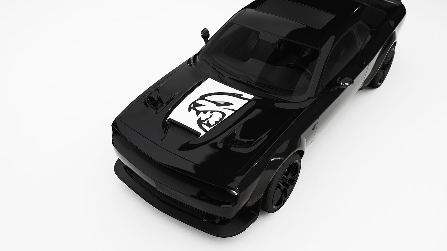 Hell-CAT hood Decals, Graphics For Dodge Challenger.