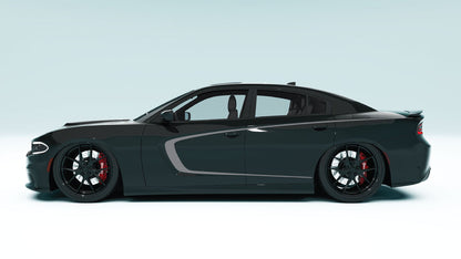 Inner Scallop Side Stripes for Dodge Charger - gray decals on black car