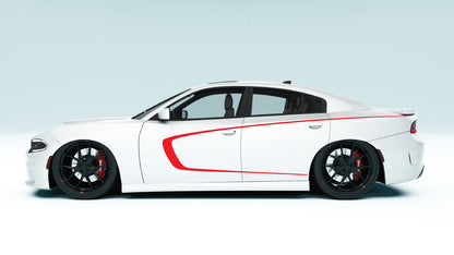 Inner Scallop Side Stripes for Dodge Charger - red decals on white car