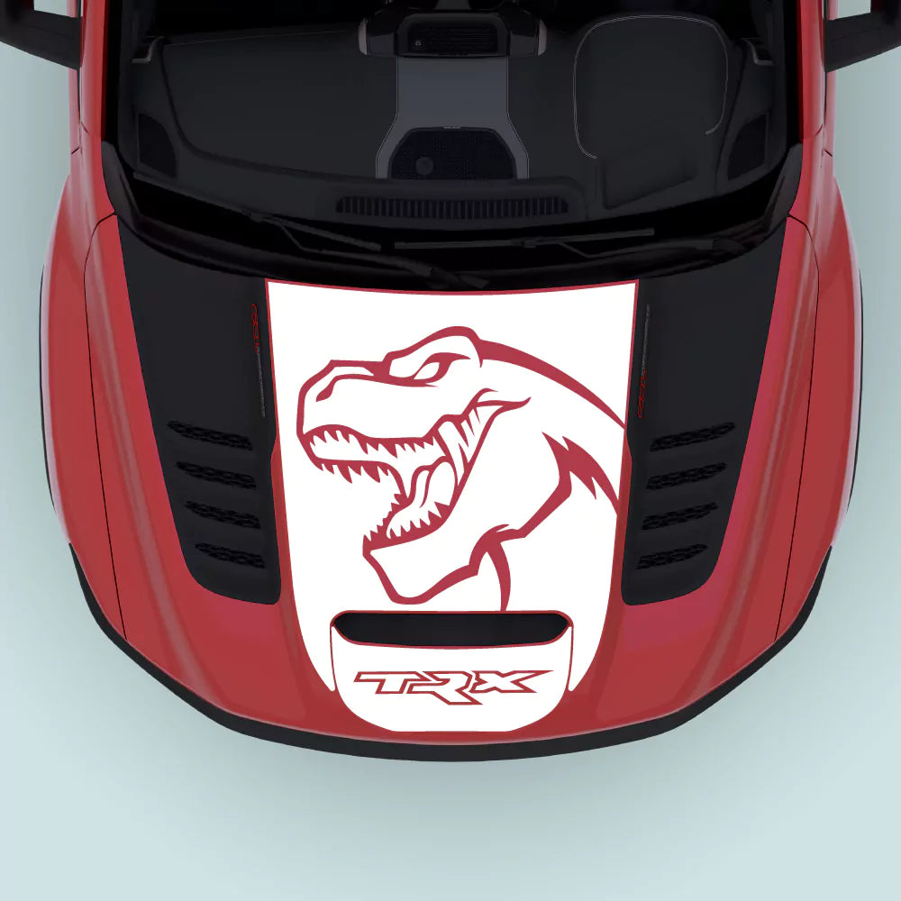 2021–2024 Ram TRX Logo Hood Decal in white for hood center installation, vehicle-specific vinyl graphics for Ram TRX 2021–2024.