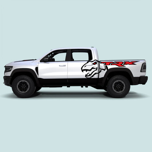 Ram TRX Dinosaur XL side decals in black for 2021-2024 Ram TRX side doors and bed panels