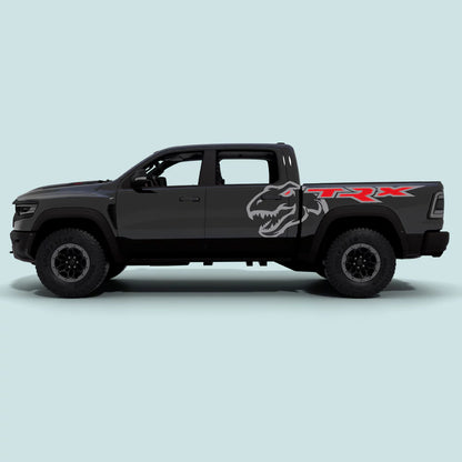 Ram TRX Dinosaur XL side decals in grey for 2021-2024 Ram TRX side doors and bed panels