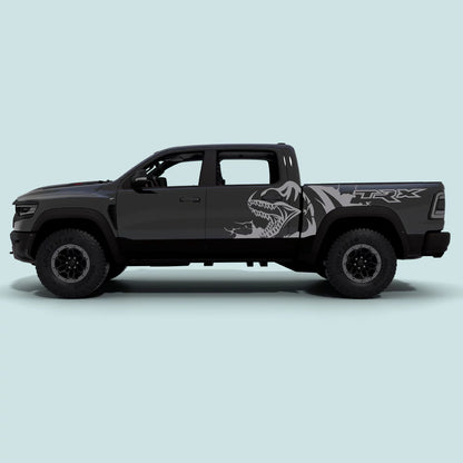2021-2024 Ram TRX Predator door and bed side decals in grey vinyl graphics on driver and passenger sides