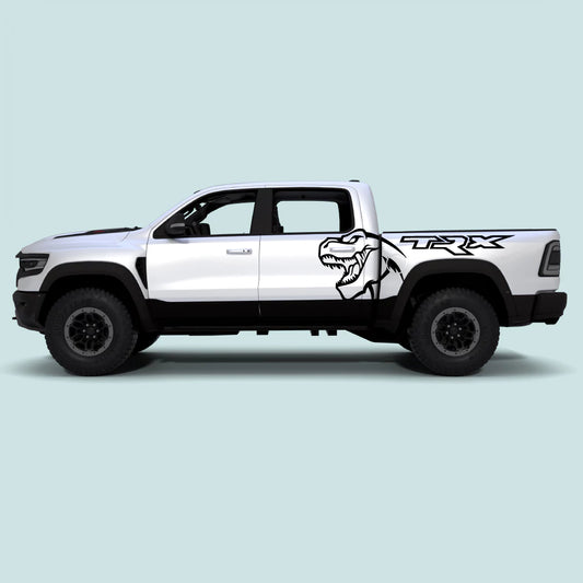 2021-2024 Ram TRX T-Rex large side decals in black on side doors and rear bed panels