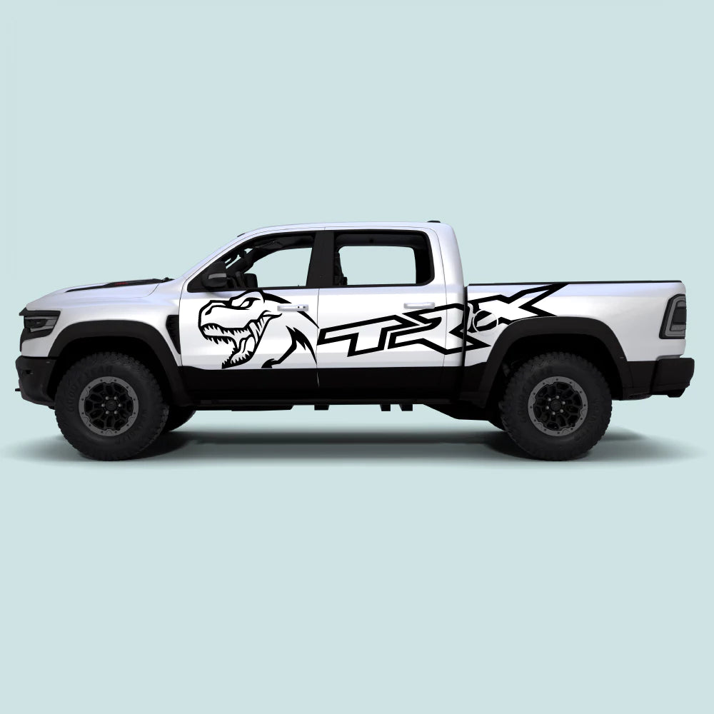 2021-2024 Ram TRX with black TRX XL Side Decals on side doors and rear bed panels