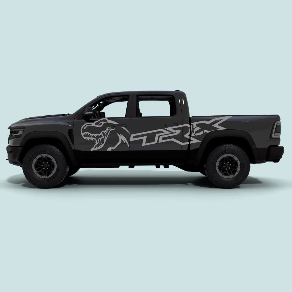 2021-2024 Ram TRX with grey TRX XL Side Decals on side doors and rear bed panels