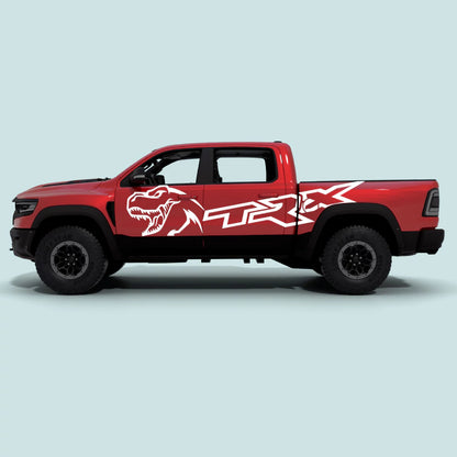 2021-2024 Ram TRX with white TRX XL Side Decals on side doors and rear bed panels